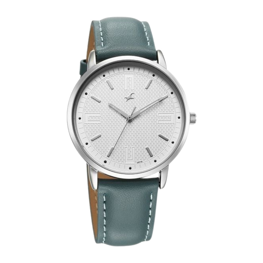 Fastrack Stunners X Quartz Analog Silver Dial Leather Strap Watch For Guys (38159SL01)